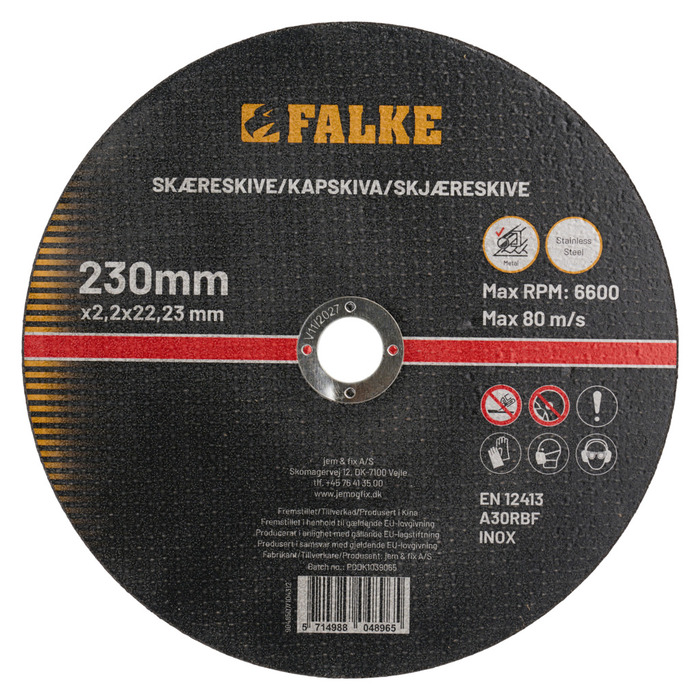 Kapskiva Metall & Stål Ø230 mm Falke